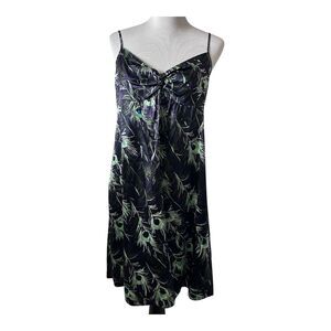 Anthropologie Beth Bowley Slip Dress Size(12) 100% Silk Spaghetti Straps Green
